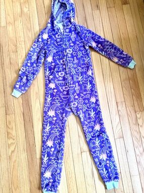 Girls' Purple Hooded One-Piece Pajama, Girls Cat and Jack Pajamas, Hooded Pajama